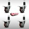 Service Caster 3'' SS Maroon Poly Swivel 1-5/8'' Expanding Stem Caster Set Total Lock Brake, 4PK SCC-SSEXTTL20S314-PPUB-MRN-158-4 - alternate 2